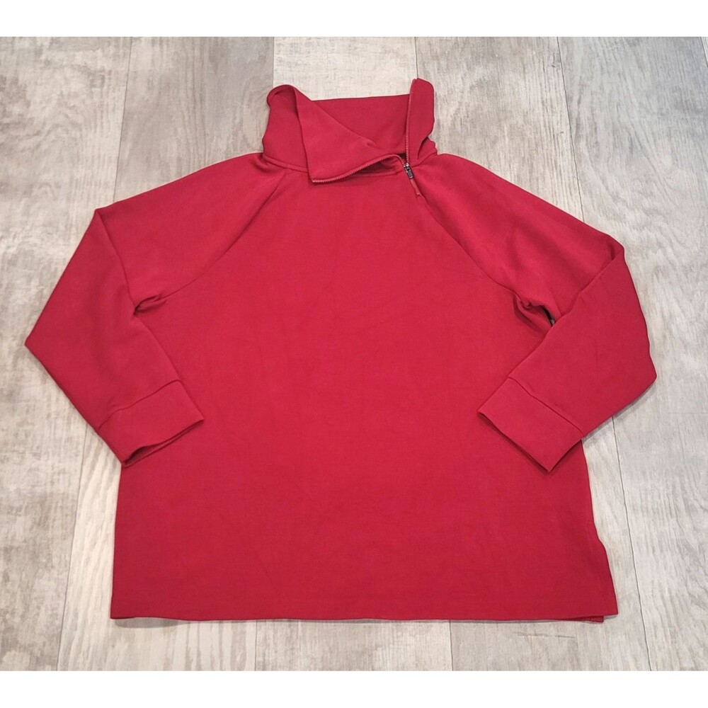 Chicos 3 Zenergy Red Scuba Zip Neck Tunic Women's XL Athleisure Luxury Lounge